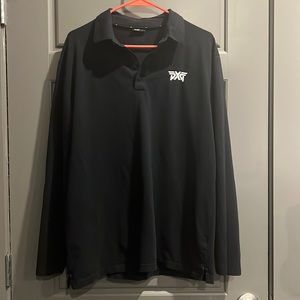 PXG Mens Black Cotton Long Sleeve Polo